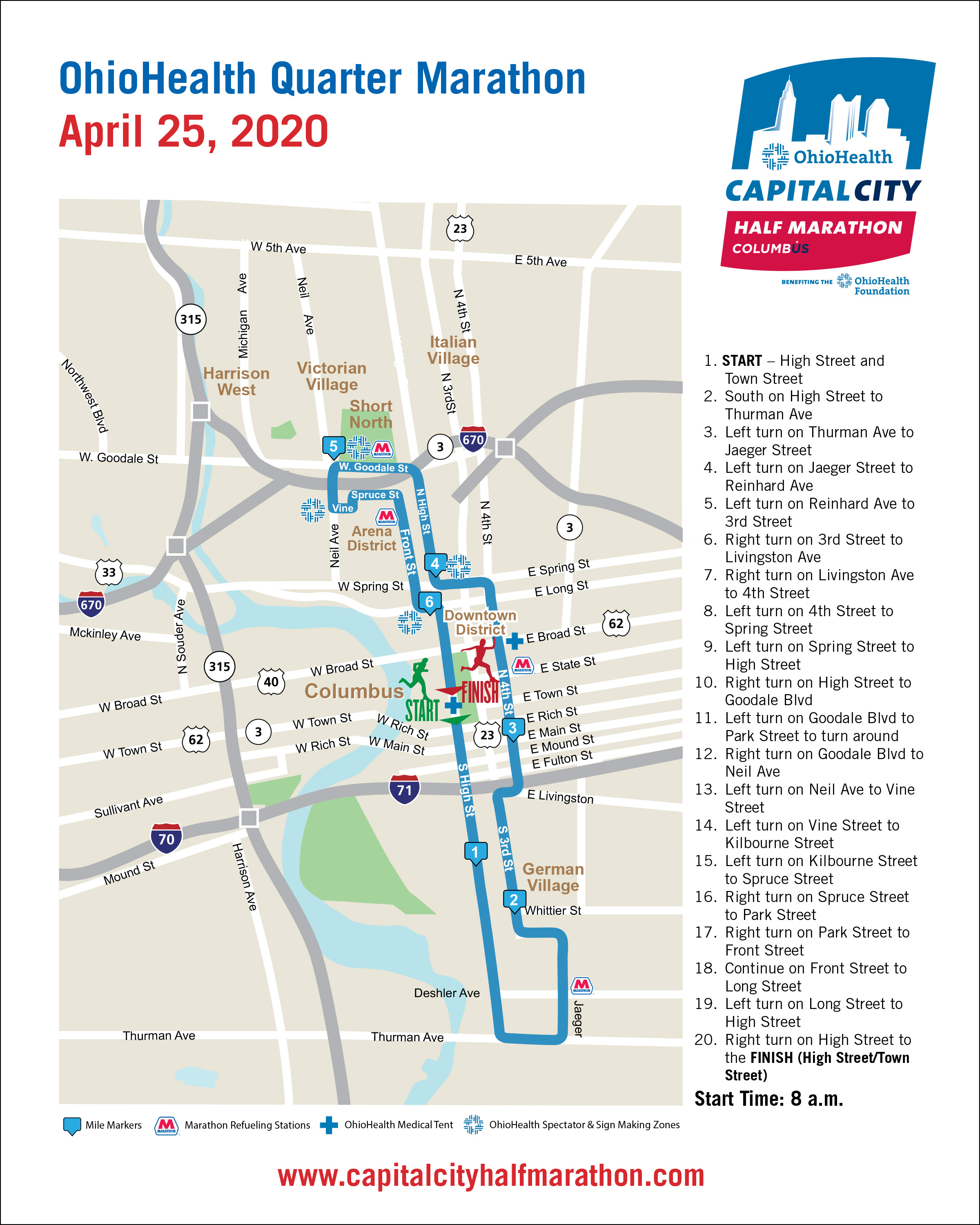 Columbus Marathon Map 2019
